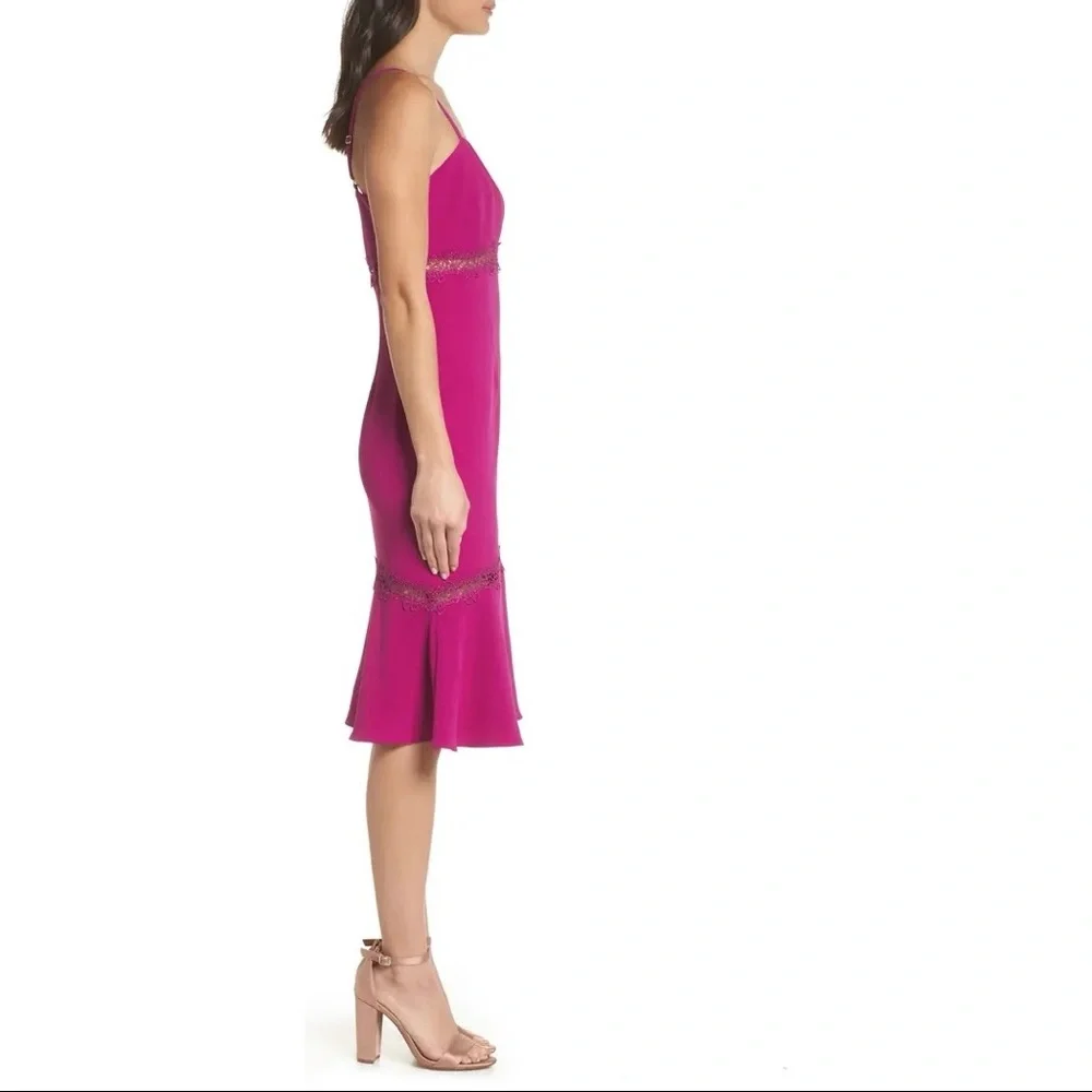 Foxiedox Iris Lace Inset Cocktail Sheath Dress Purple Size Large NWT - Picture 3 of 15